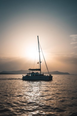 Boat on Santorini waters